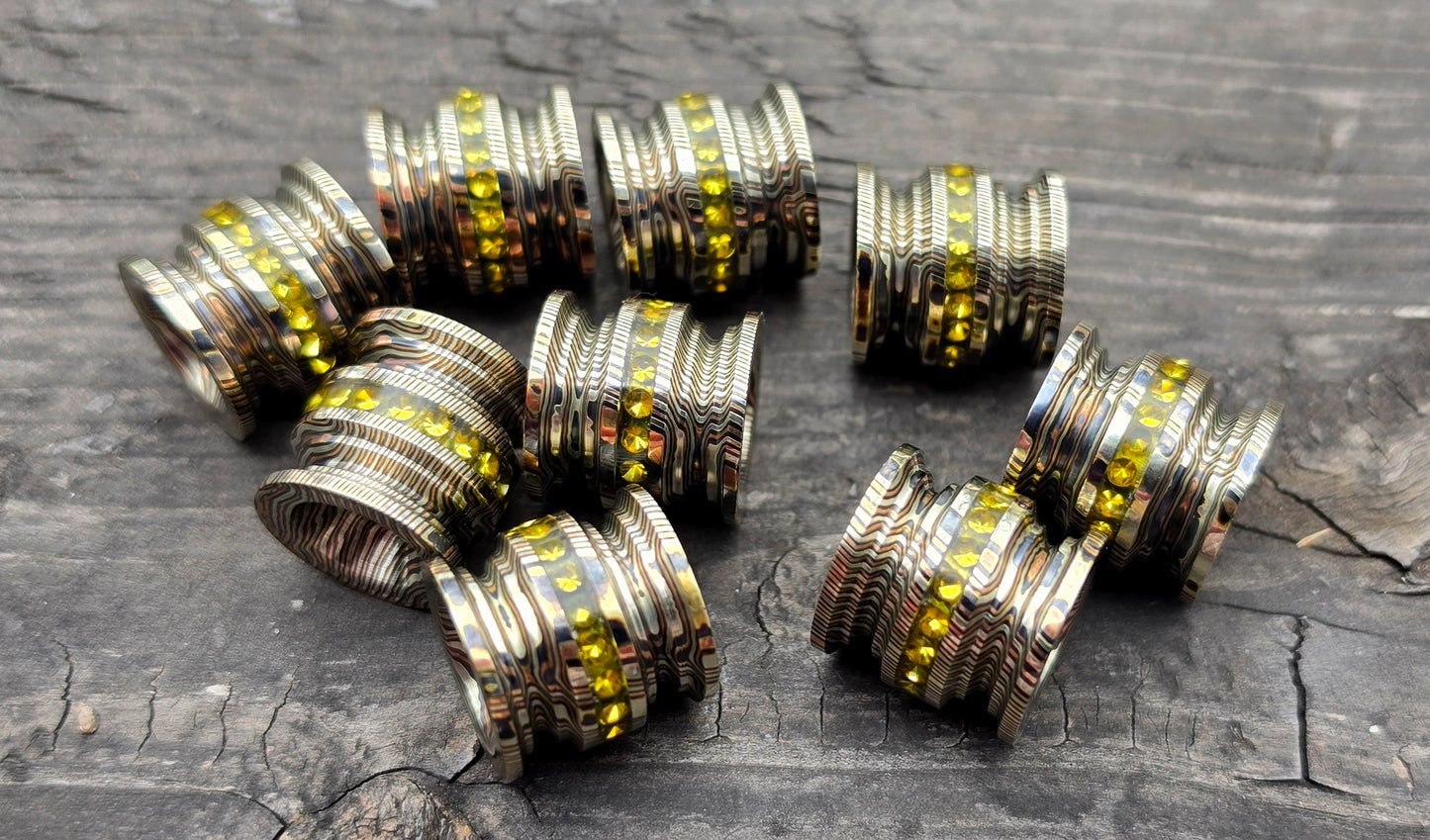 1 Mokume Smedium with Gem Inlays